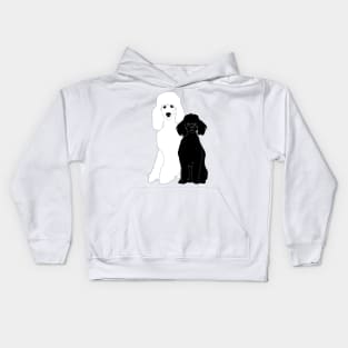 Poodle Couple Black And White Kids Hoodie